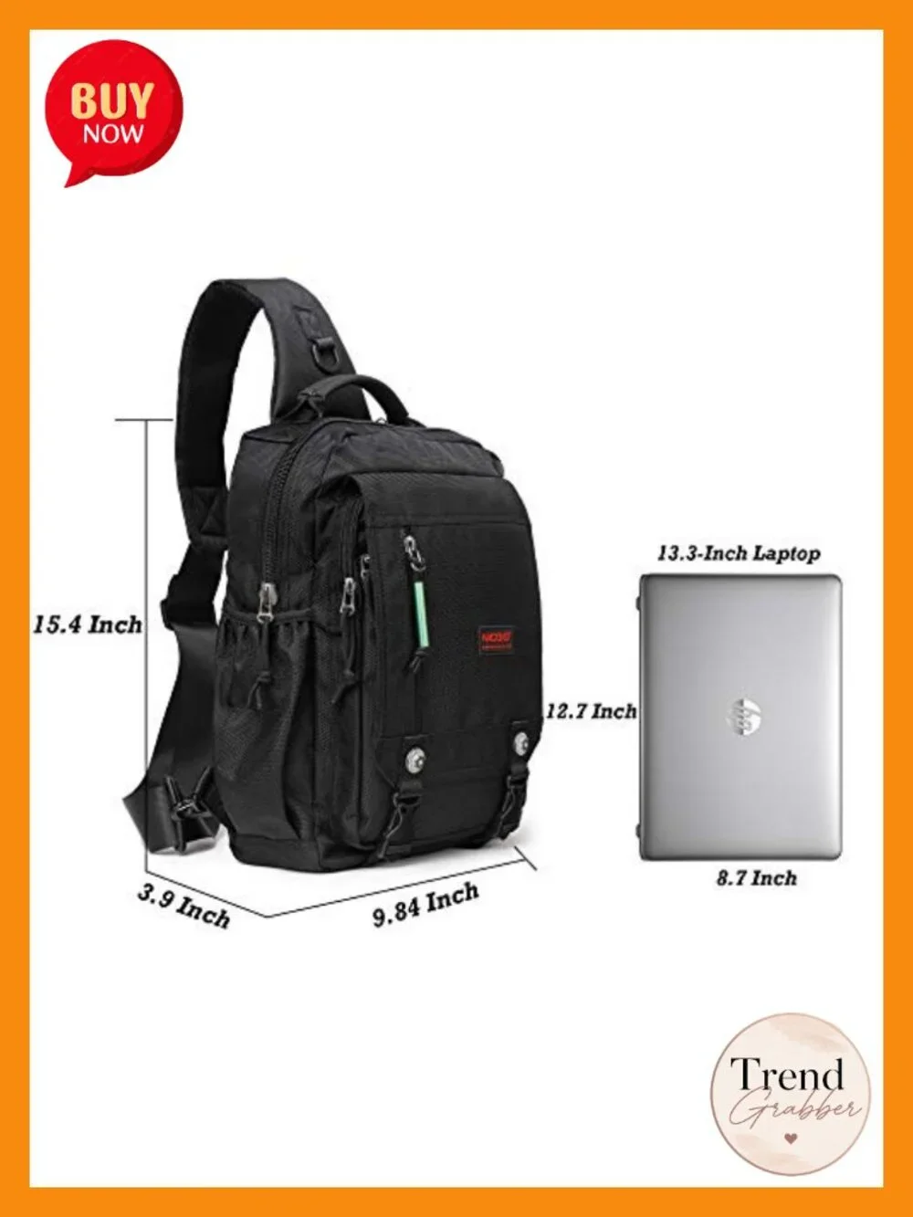 NICGID Sling Bag Water-Repellent Nylon Laptop Crossbody Backpack for Travel